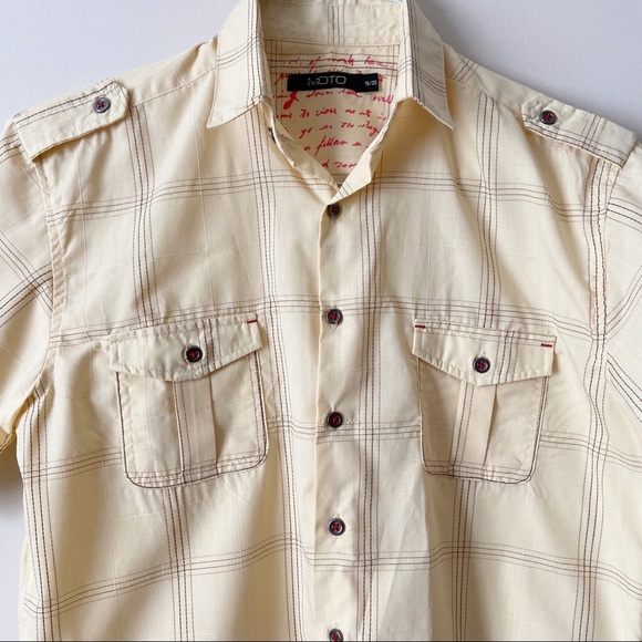 Moto Boys Casual Button Up Yellow Shirt 18/20 - Picture 3 of 11